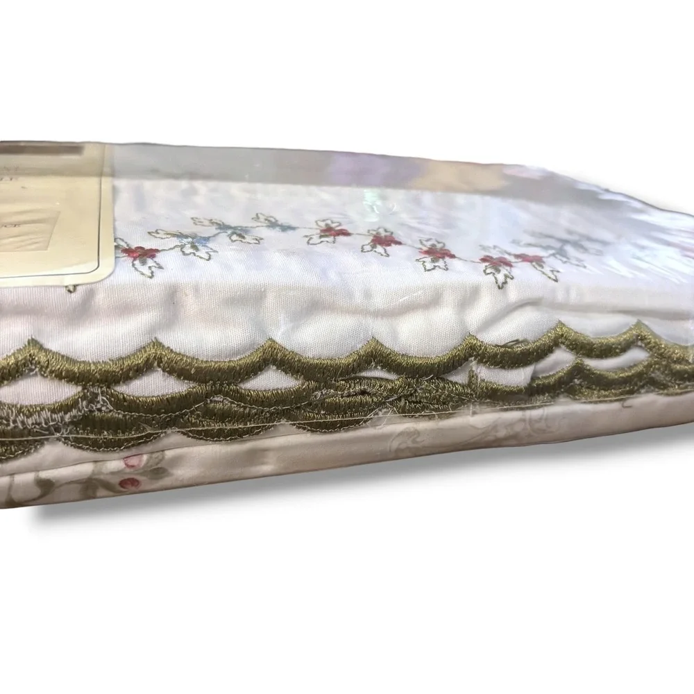 Vintage Lawrence Home Marseille TwinSheet Set 3pc 100% Cotton Floral Embroidered